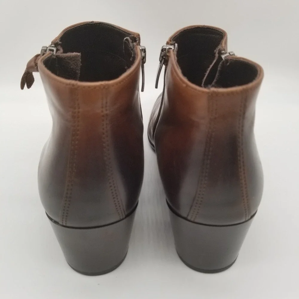 ECCO Shape 35 Block Ankle Boots Brown Leather Zip Booties Womens‎ 41 US 10.5